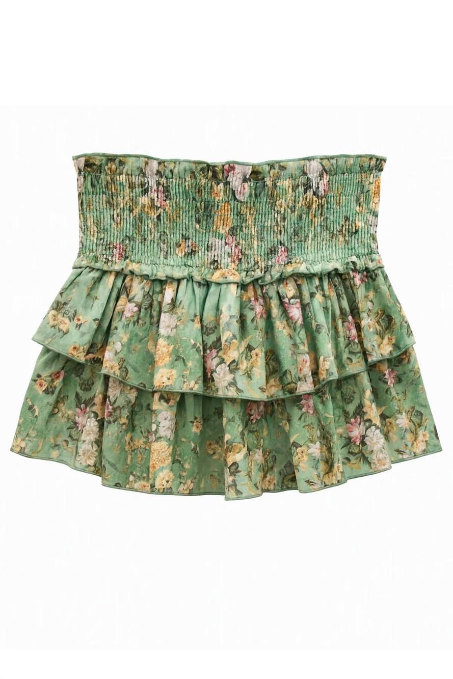 NEW KATIE J NYC girl's bianca skirt in sage baroque floral